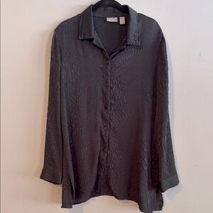Chico's Black Casual Button Down Shirt Relaxed Fit